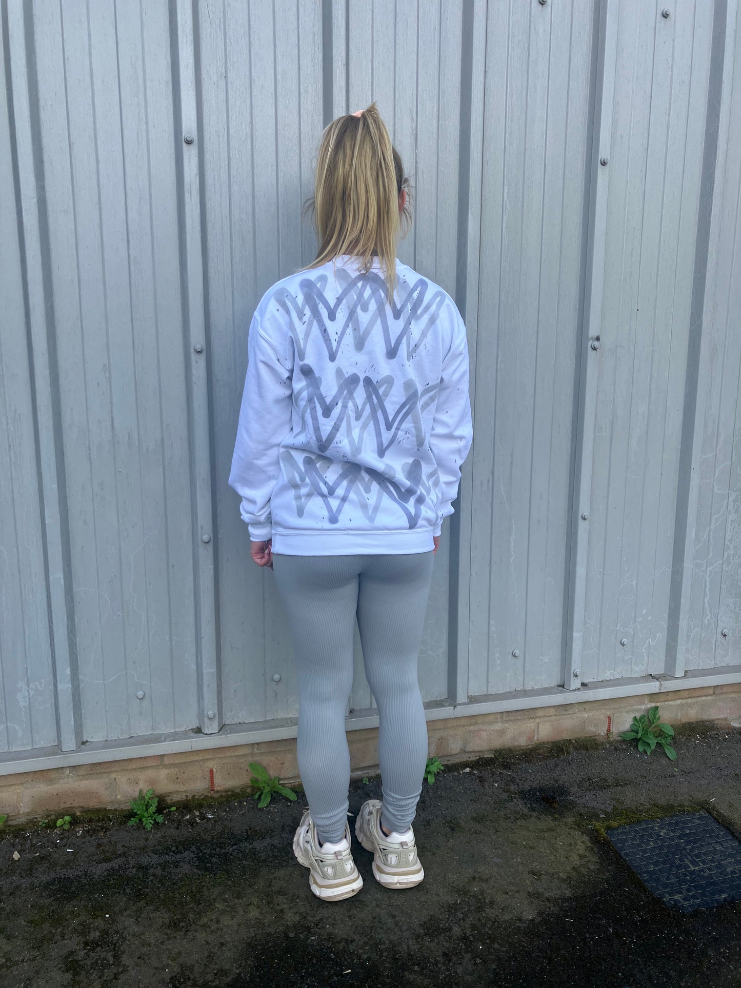 Grey Heart Sweatshirt And Legging Set