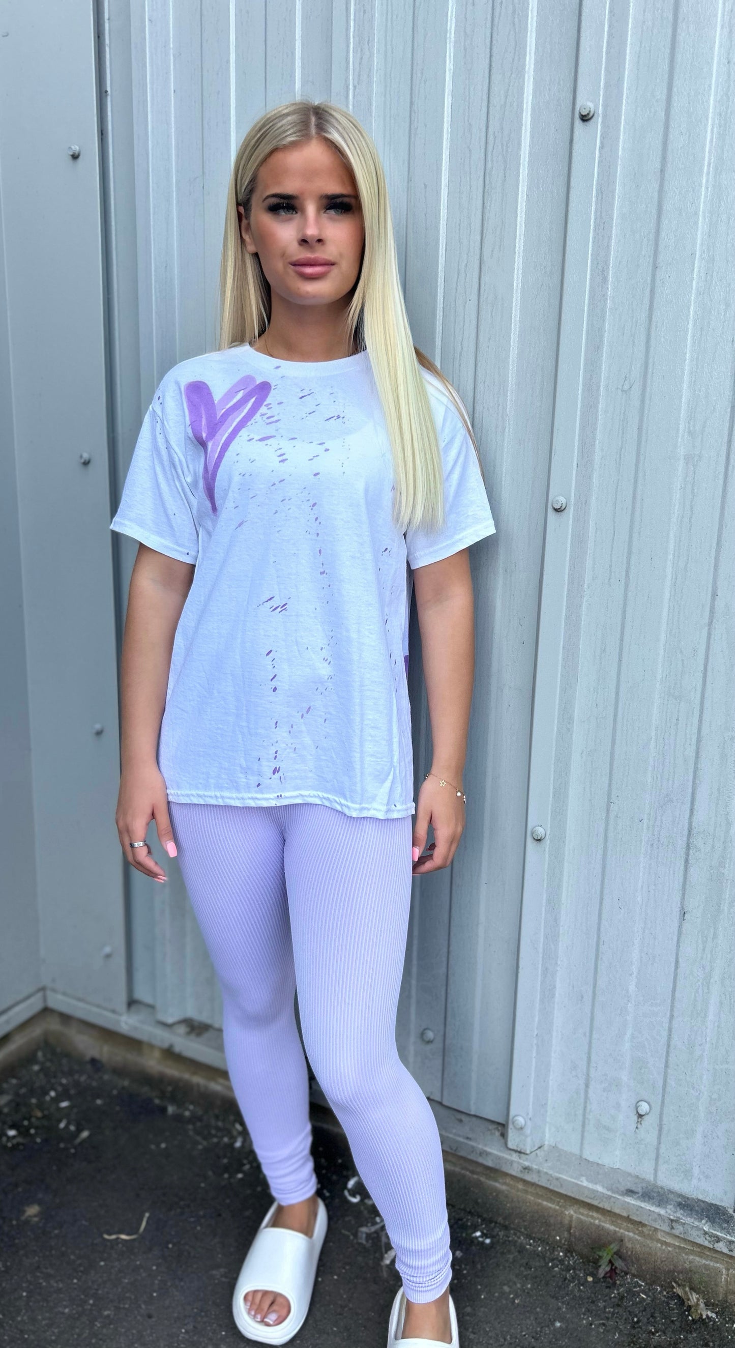Lilac Heart T-Shirt And Legging Set