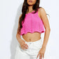 Distressed Knitted Crop Top Pink