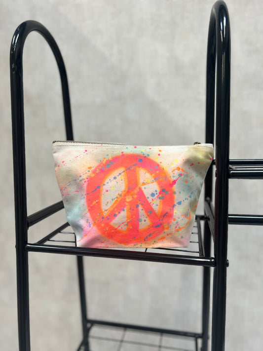 Neon Peace Sprayed Toiletry Bag
