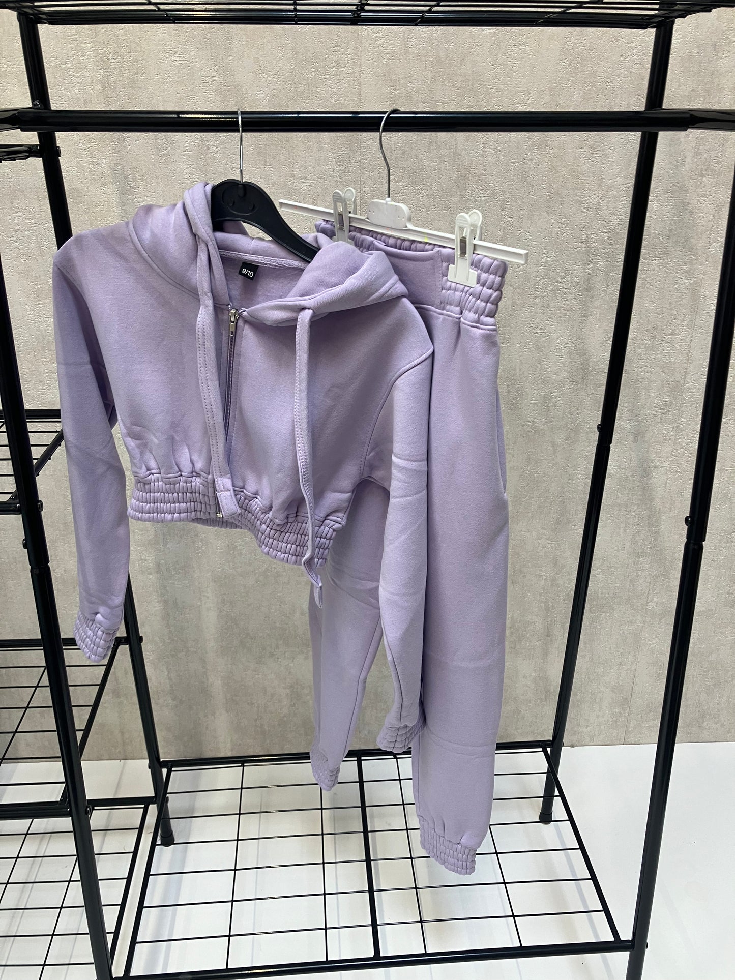 Kids Cropped Zip Up Tracksuit Lilac