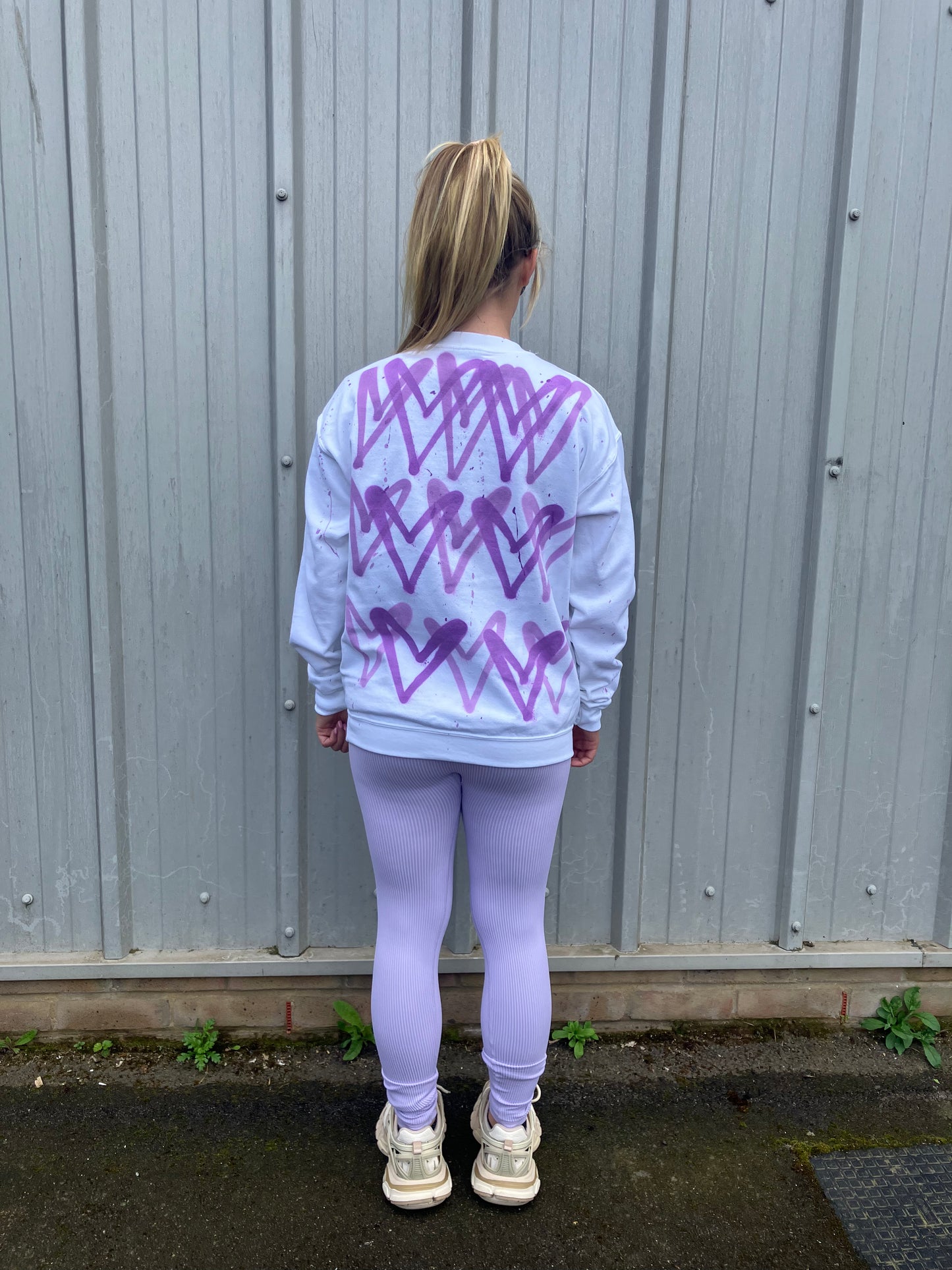 Lilac Heart Sweatshirt And Legging Set