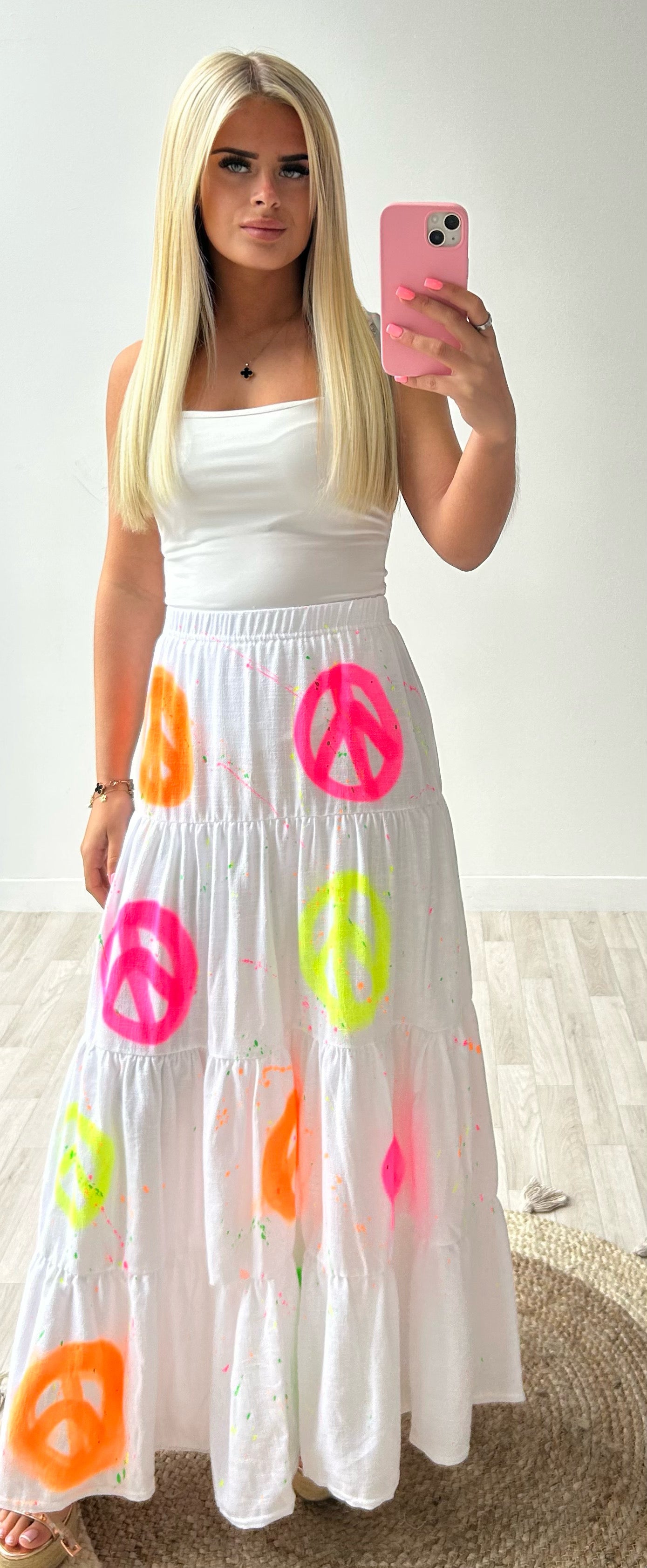 White Peace Maxi Skirt