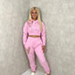 Pink/Gold Heart Cropped Hooded Tracksuit