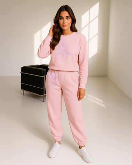 Pastel Zig Zag Hearts Printed Sweatshirt Tracksuit Adult
