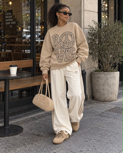 Paisley Love Mocha Sweatshirt in Beige/Mocha – women's sweatshirt by Miss Runway