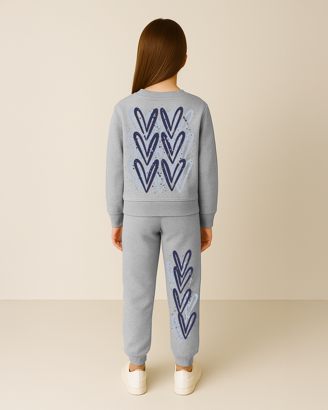 Navy Hearts Printed Sweatshirt Tracksuit Kids
