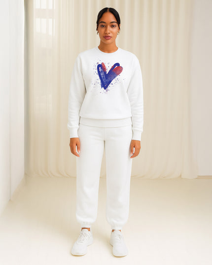 Blue/Red Scattered Hearts Printed Sweatshirt Tracksuit Adult