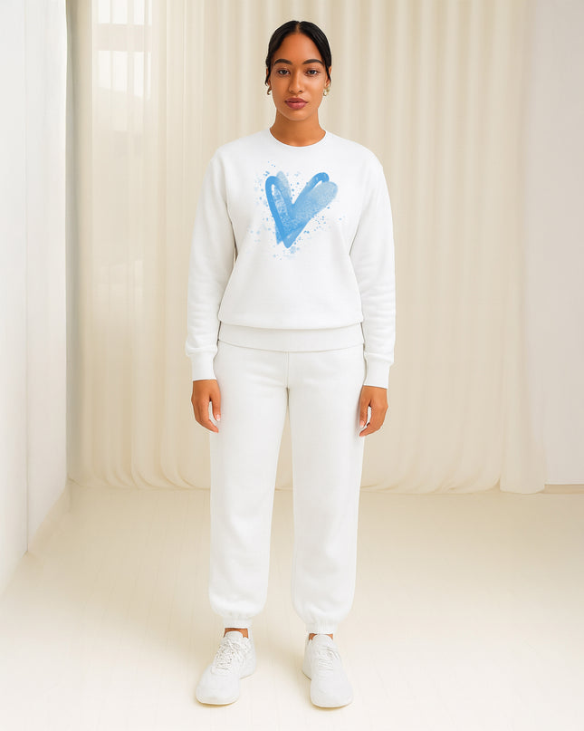Blue Scattered Hearts Printed Sweatshirt Tracksuit Adult