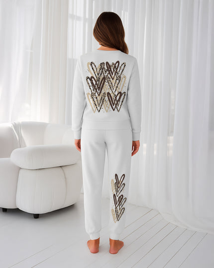 Leopard Print Hearts Printed Sweatshirt Tracksuit Adult