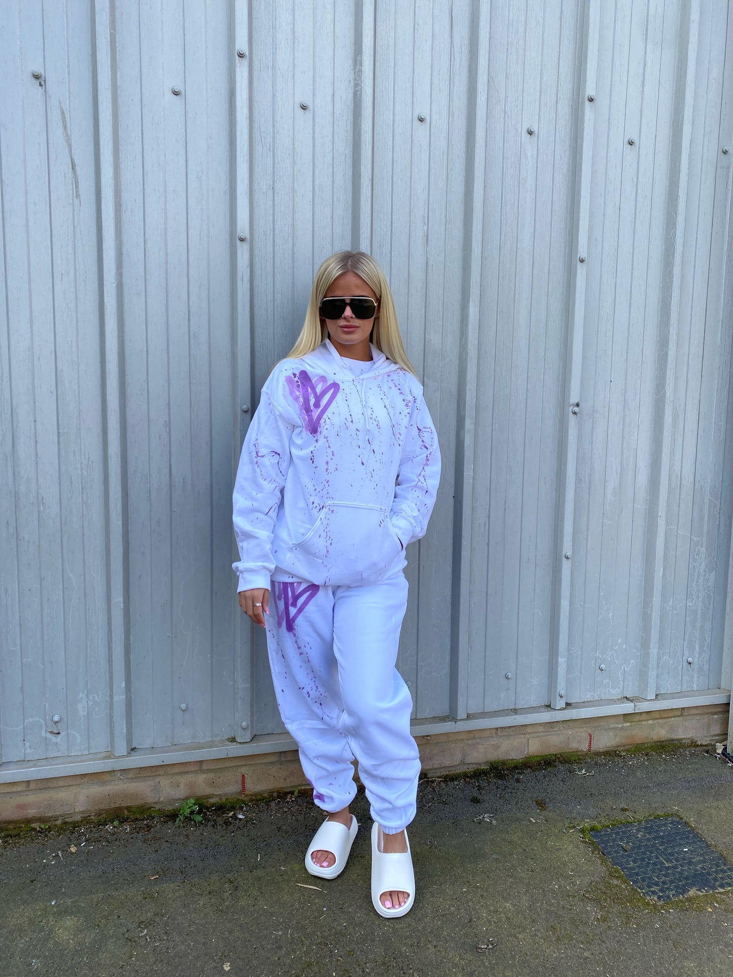 Lilac Heart Sprayed Hooded Tracksuit