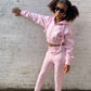 Kids Cropped Zip Up Tracksuit Light Pink