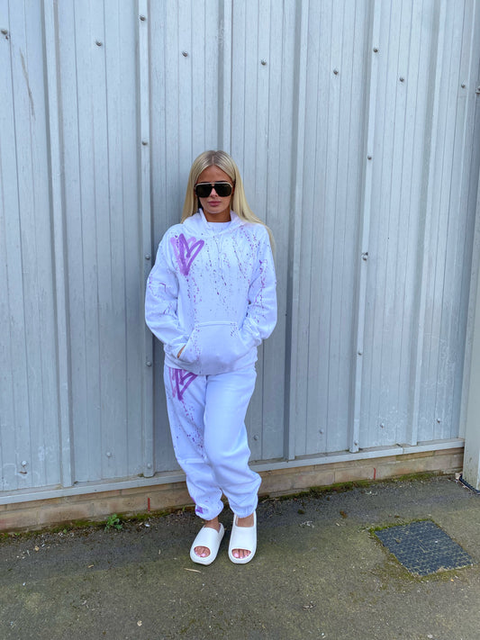 Lilac Heart Sprayed Hooded Tracksuit