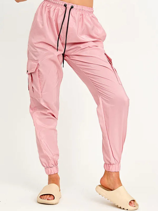 Lightweight Shell Cargo Trousers Pink